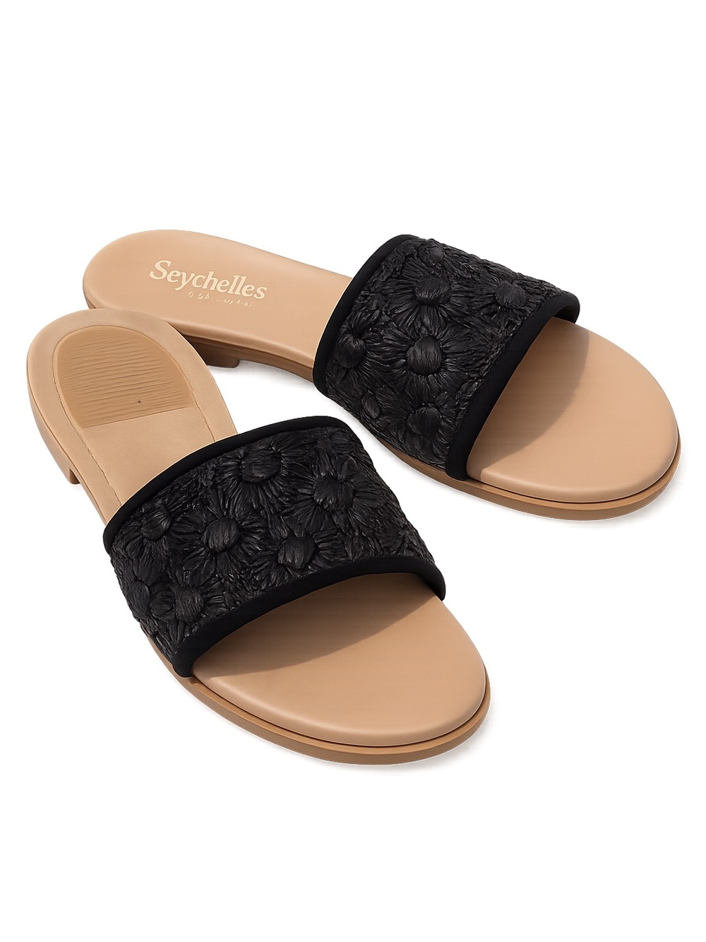 Seychelles Collection Black Floral Slide Sandals |NWOT | Made in Italy Size 7.5